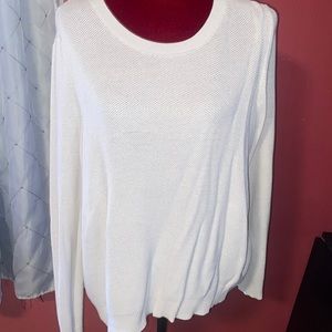 Womens white Organic Cotton Linen Slub Crew Neck Top